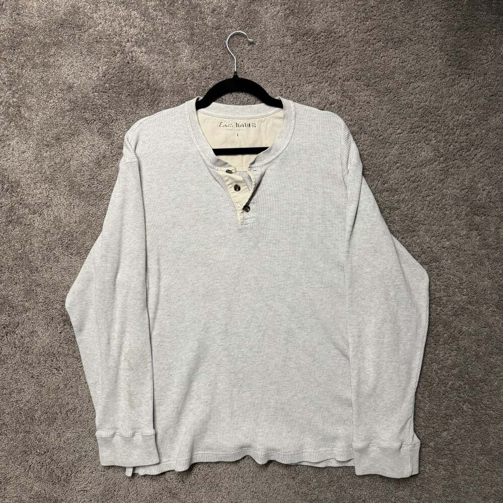 Vintage 90s Eddie Bauer Men's Waffle Knit Henley Shirt Size Large